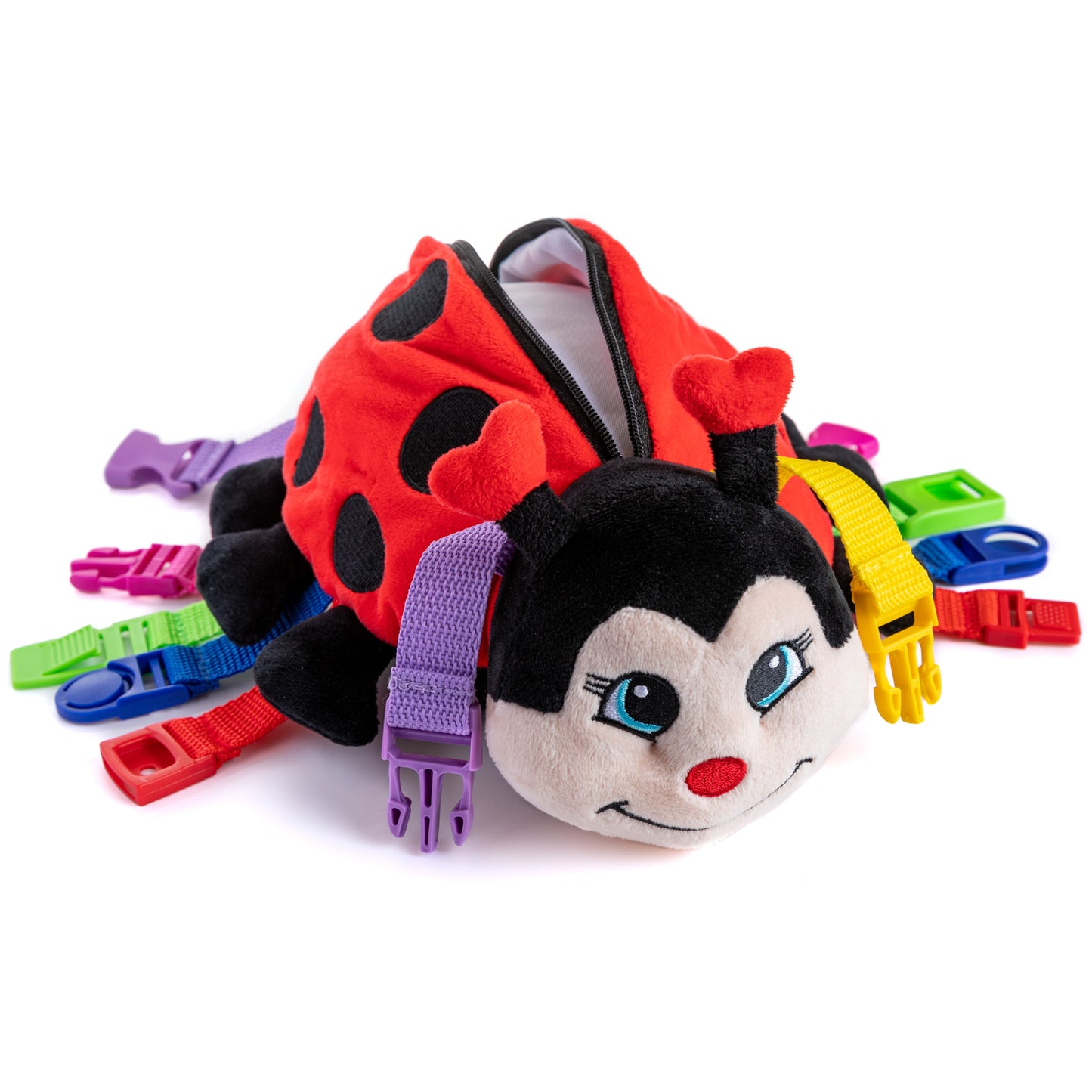 Buckle Toys - Becky Ladybug Stuffed Animal - Montessori Learning Activity Toy - Develop Motor Skills and Problem Solving Buckle Toys - Becky Ladybug Stuffed Animal - Montessori Learning Activity Toy - Develop Motor Skills and Problem Solving